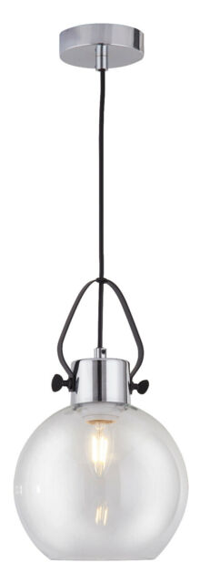 Lighting Collection Glass Chrome Pendant Ceiling Lights E27 Gls Led