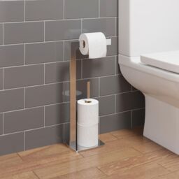 Square Chrome Freestanding Toilet Roll Holder Bathroom Zinc Alloy