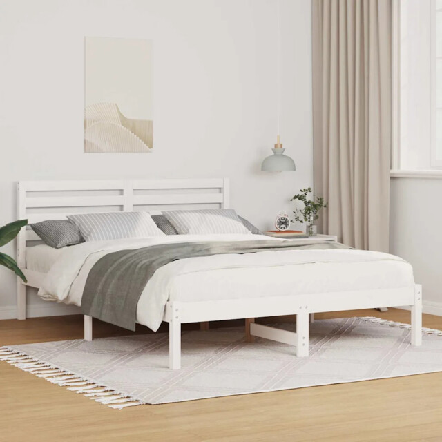 Bed Frame With Headboard White 120 X 190 Cm Solid Pine Wood Vidaxl