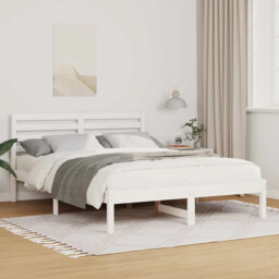 Bed Frame With Headboard White 120 X 190 Cm Solid Pine Wood Vidaxl