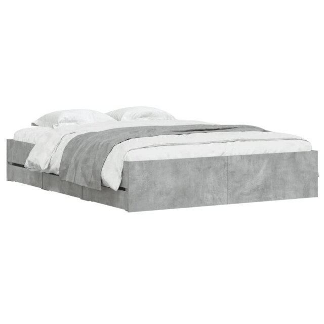 Bed Frame With Drawers Concrete Grey 140x200 Cm Engineered Wood Vidaxl