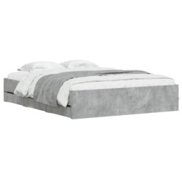 Bed Frame With Drawers Concrete Grey 140x200 Cm Engineered Wood Vidaxl