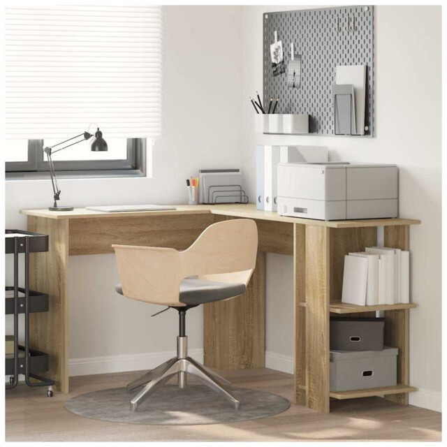 Corner Desk Sonoma Oak 140 X 113.5 X 75 Cm Engineered Wood 2-shelf