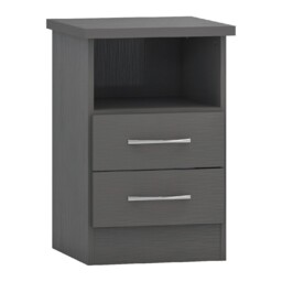 2 Drawer Bedside Table With Shelf Nevada 3d Grey Effect Storage