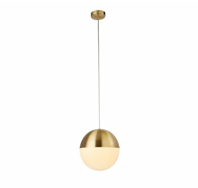 Searchlight Endor Pendant Ceiling Light – Satin Brass & Opal Glass