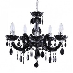 Litecraft Marie Therese Chandelier Crystal Effect Black Ceiling E14 5