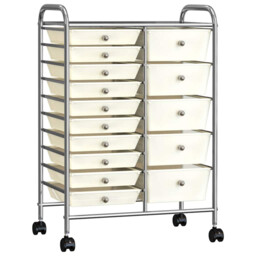 Storage Trolley White Plastic & Chrome 32x36.5x76cm 4-drawer Mobile