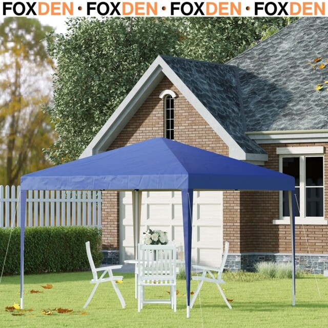 3 X 3m Garden Pop Up Gazebo Height Adjustable With Carrying Bag, Blue