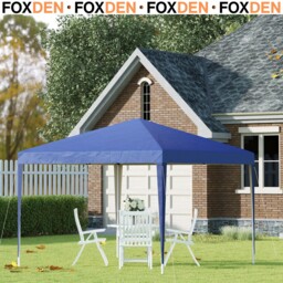 3 X 3m Garden Pop Up Gazebo Height Adjustable With Carrying Bag, Blue