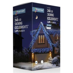 240 Led Blue & White Snowing Icicle Christmas Lights Outdoor + Timer