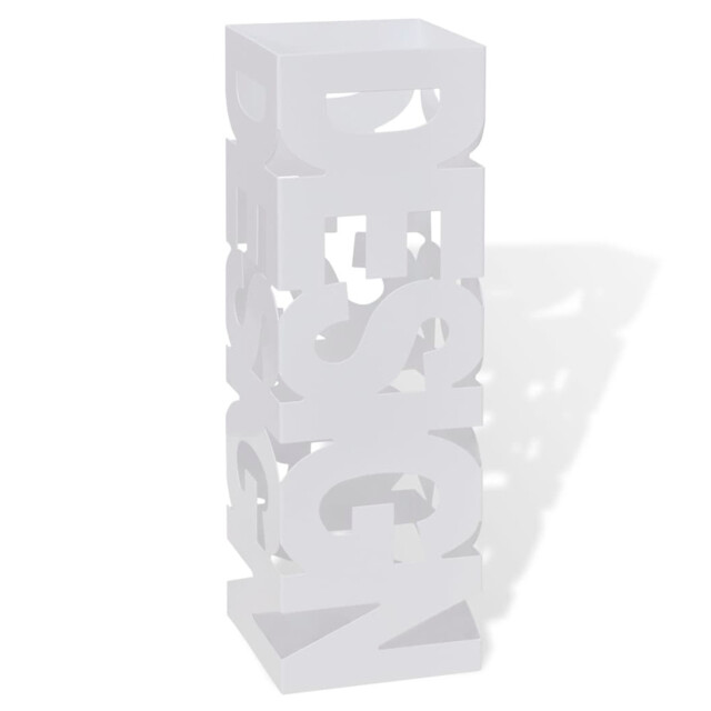 Umbrella Stand White Powder-coated Steel 15.5x15.5x48.5cm Square Drip