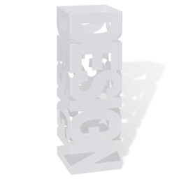 Umbrella Stand White Powder-coated Steel 15.5x15.5x48.5cm Square Drip