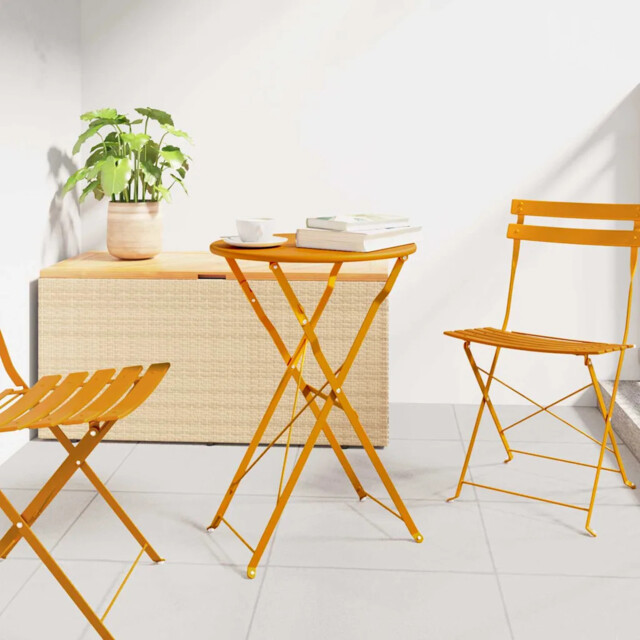 Bistro Table Folding Mustard Ø50x71 Cm Powder-coated Steel Vidaxl