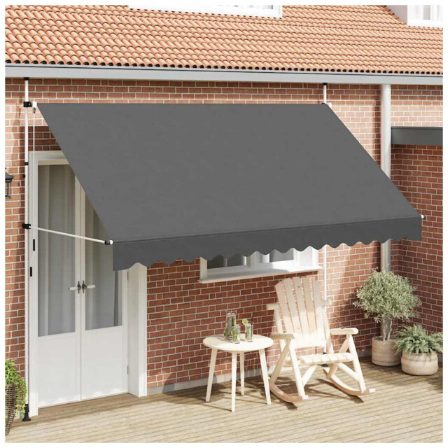 Retractable Awning 350 Cm Anthracite Pu-coated Polyester Steel Frame