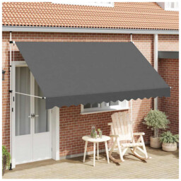 Retractable Awning 350 Cm Anthracite Pu-coated Polyester Steel Frame