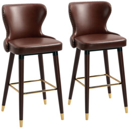 Homcom Bar Stools Set Of 2, Dining Stools With Backrest, Footrest,