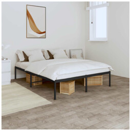Metal Bed Frame Black Small Single 75x190cm Powder-coated Steel Sturdy
