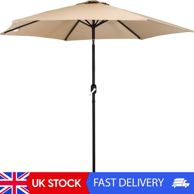 Outdoor, Garden, Metal, Patio, Large Umbrella Parasol With Crank &
