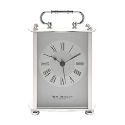 Widdop Silver Tone Quartz Battery Mantel Carriage Clock W2936s