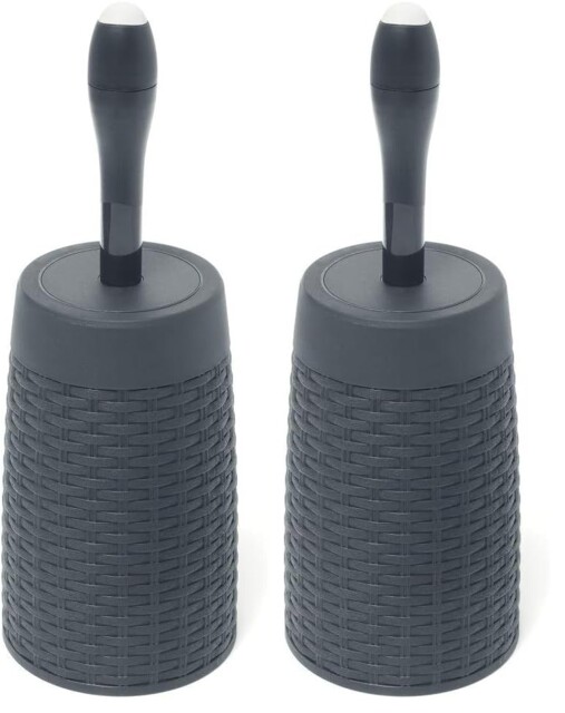 Addis 517484 Faux Rattan Round Toilet Brush Set (pack Of 2), Charcoal