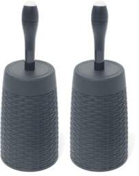 Addis 517484 Faux Rattan Round Toilet Brush Set (pack Of 2), Charcoal