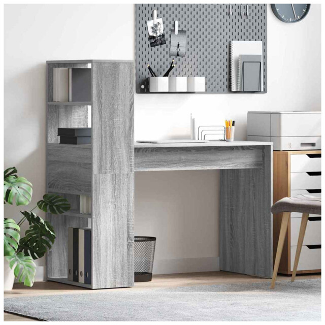 Desk Grey Sonoma 113x54x120cm Engineered Wood Minimalist Desk Xl With