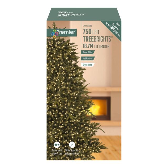 750 Led Christmas Tree Brights Timer Lights Multi Action By Premier -