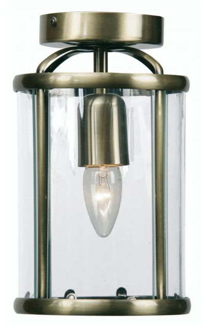 Ceiling Light Brass Fern Flush Antique Clear Glass Oaks Lighting 351
