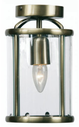 Ceiling Light Brass Fern Flush Antique Clear Glass Oaks Lighting 351
