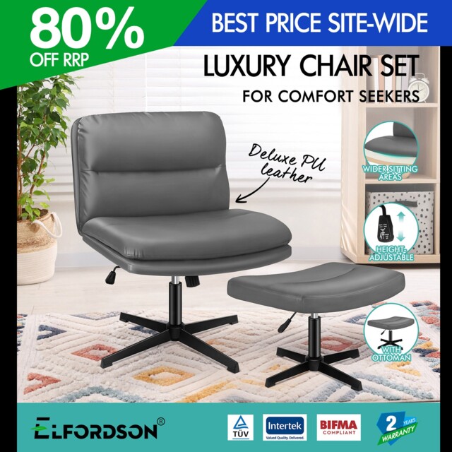 Elfordson Office Chair Dual Padded Cross-legged Swivel Adjustable