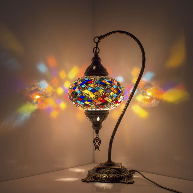 Turkish Moroccan Colorful Glass Mosaic Tiffany Table Desk Lamp Light