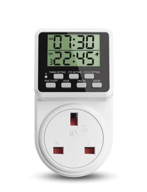 24h Digital Timer Plug Socket With Countdown & Repeat Cycle For Home