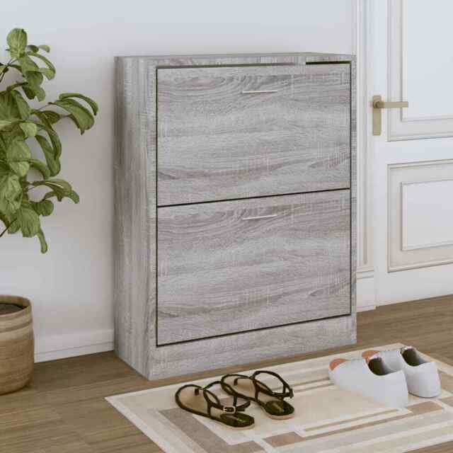 Shoe Cabinet Grey Sonoma 63x24x81 Cm Engineered Wood Vidaxl
