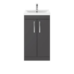 Nuie Athena Gloss Grey 500mm 2 Door Vanity Unit And Minimalist Ceramic