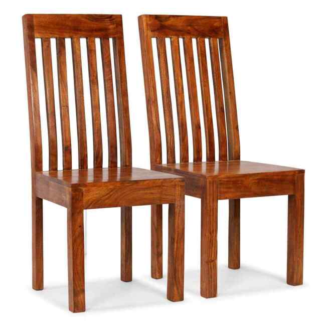 Dining Chairs 2 Pcs Solid Wood With Honey Finish Modern Vidaxl