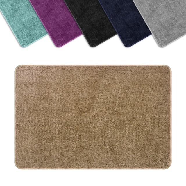 Bath Mat 60x90cm Soft Absorbent Bathroom Rug Non Slip Floor Beige