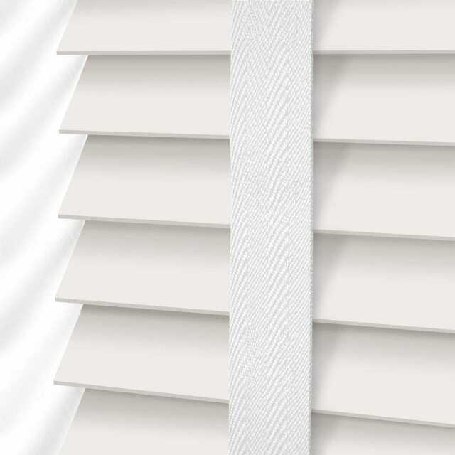 Blinds 2 Go Soft White Wooden Taped Blind Size 54cm X 79cm Drop