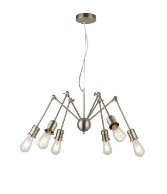 Searchlight 4756ss Ceiling 6 Light Pendant Satin Silver