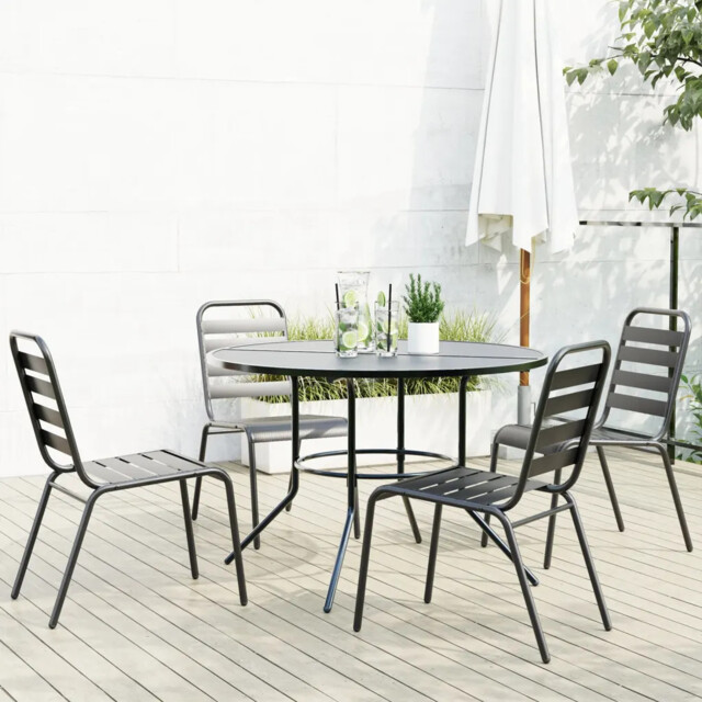 Stackable Garden Chair Set 5 Pcs Anthracite Powder-coated Steel Vidaxl