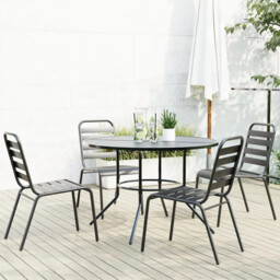 Stackable Garden Chair Set 5 Pcs Anthracite Powder-coated Steel Vidaxl