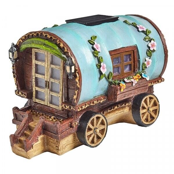 Lovely Detail Gypsy Rose Caravan Wagon Solar Powered Light Up Fairy