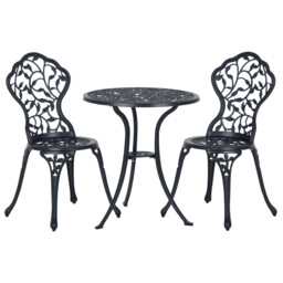 Outsunny Aluminium Bistro Set Garden Coffee Table Chair Outdoor Dining