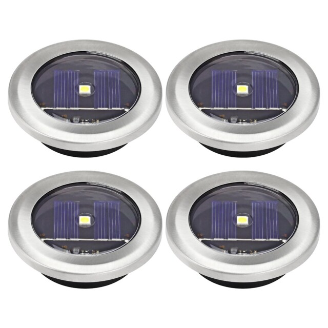 Solalite 4 Pack Solar Decking Lights Outdoor Garden Stainless Steel