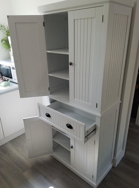 Tall Kitchen Storage Cupboard Cabinet Pantry White Freestanding Unit