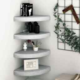 Wall Corner Shelves 4 Pcs Concrete Grey 35x35x3.8 Cm Mdf Vidaxl