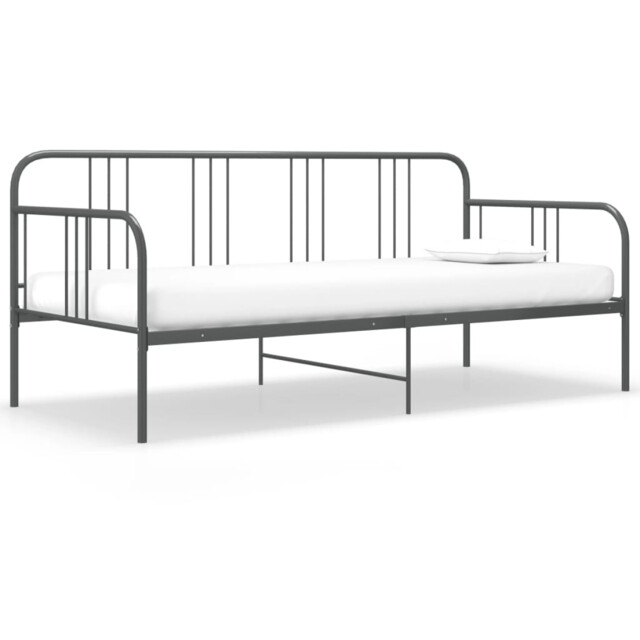 Sofa Bed Grey Powder-coated Metal 90x200cm Daybed 206x95x88cm