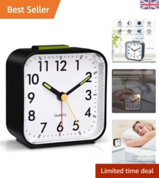 Classic Large Display Silent Alarm Clock For Bedrooms & Offices - Easy