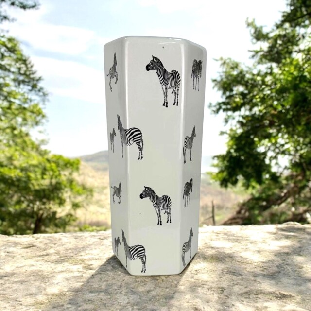 Classic Ceramic Umbrella Stand Zebra Safari Hex Design For Office,