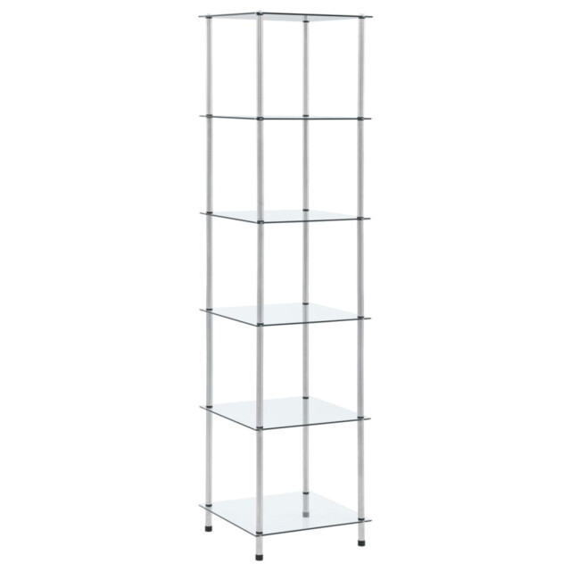 Glass Shelf Transparent 40x40x160 Cm Tempered Glass Stainless Steel