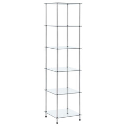 Glass Shelf Transparent 40x40x160 Cm Tempered Glass Stainless Steel